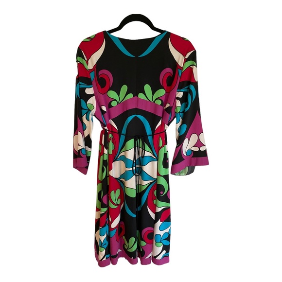 Nicole by Nicole Miller Retro Groovy Colorful V-Neck Bell Sleeve Dress Size 16 - Picture 13 of 14